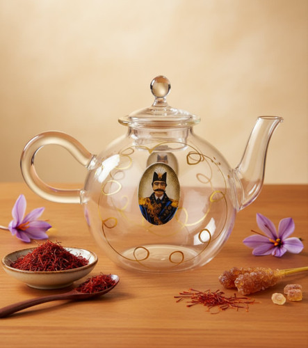 قوری شیشه ای زعفران